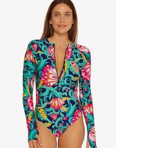 Trina Turk Women's Standard India Garden Paddle Long-Sleeve One Piece Swimsuit